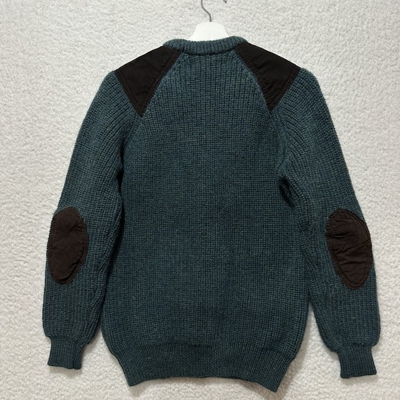 Aran‎ Sweater Market Irish Fishermans Ribbed Sweater with Patches 100% Wool Sz M - Picture 2 of 14